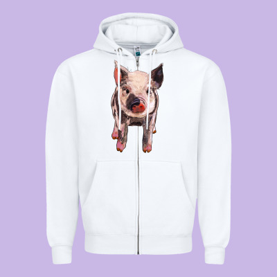 Pig Zipper Hoodie Designed By Barkaloodesign