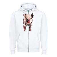 White pig Zipper Hoodie - BarkalooDesign
