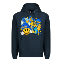 Navy retro disco ball the lucky few smile face Premium Hoodie - Artiststas