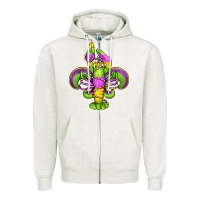 Oatmeal Heather mardi gras crawfish fleur de lis Zipper Hoodie - Jasminsmagicworld
