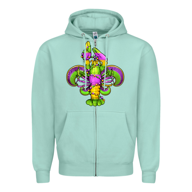 Mardi Gras Crawfish Fleur De Lis Zipper Hoodie by Jasminsmagicworld | Teevron