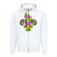 White mardi gras crawfish fleur de lis Zipper Hoodie - Jasminsmagicworld