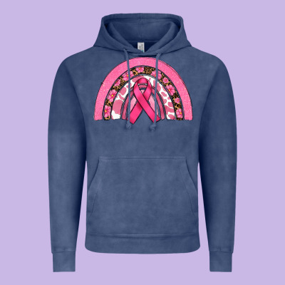Breast Cancer Rainbow Vintage Hoodie Designed By Ranaportraitstore