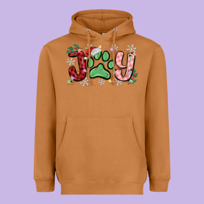 Joy With Dog Paw Heavyweight Hoodie Designed By Maliassmallbusiness