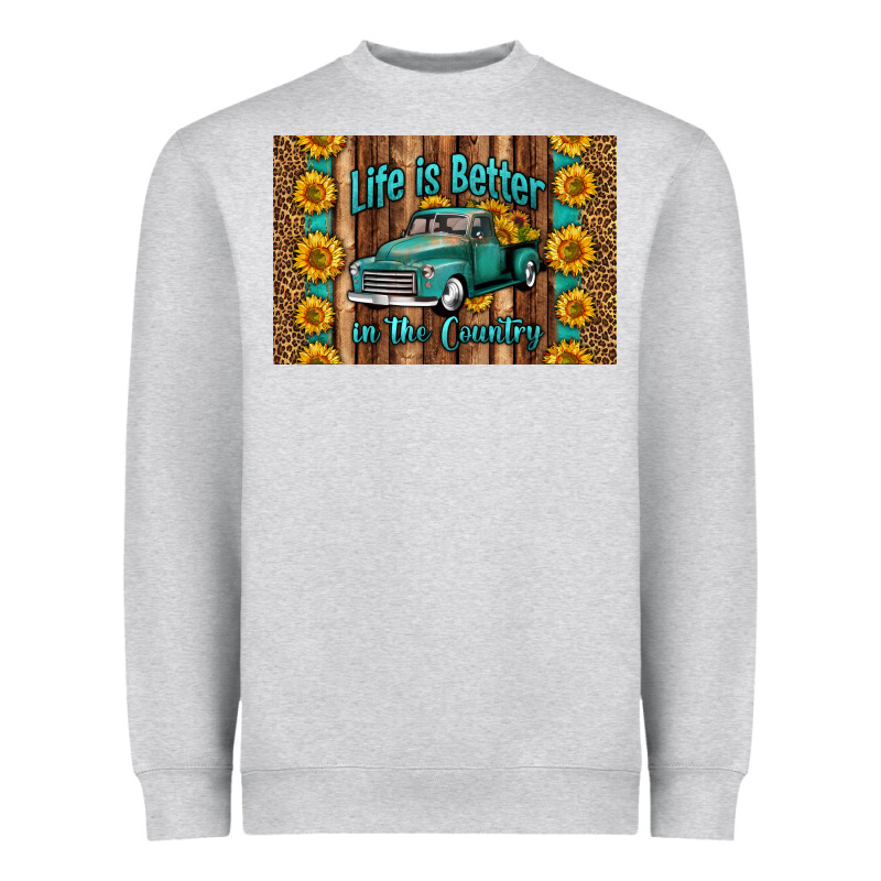 Life Is Better In The Country Skinny Metal Can Holder Heavyweight Sweatshirt by HRA Design Shop | Teevron