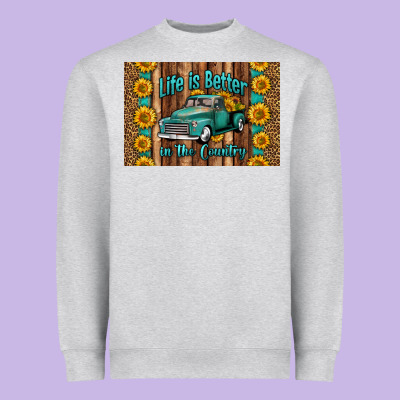 Life Is Better In The Country Skinny Metal Can Holder Heavyweight Sweatshirt Designed By Hra Design Shop