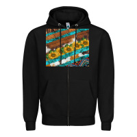 Black western aztec sunflowers turquoise cowhide Zipper Hoodie - BarkalooDesign