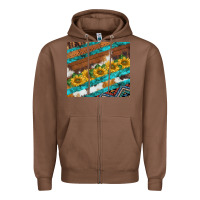 Chestnut western aztec sunflowers turquoise cowhide Zipper Hoodie - BarkalooDesign
