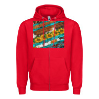Red western aztec sunflowers turquoise cowhide Zipper Hoodie - BarkalooDesign