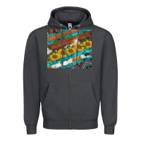 Smoke western aztec sunflowers turquoise cowhide Zipper Hoodie - BarkalooDesign