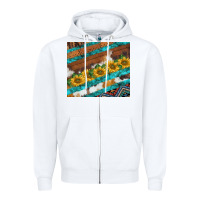 White western aztec sunflowers turquoise cowhide Zipper Hoodie - BarkalooDesign