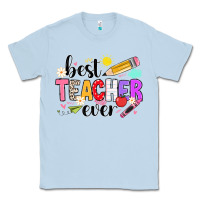 Dusty Blue iBest Teacher Ever Classic Tee - CowhideDigitalArt