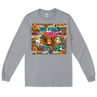 Heather Grey just a little moody long haired cow Long Sleeve Tee - Jasminsmagicworld
