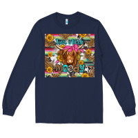 Navy just a little moody long haired cow Long Sleeve Tee - Jasminsmagicworld