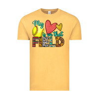 Vintage Mustard my heart is on that field softball Vintage Tee - HRA Design Shop