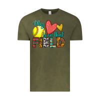Vintage Olive my heart is on that field softball Vintage Tee - HRA Design Shop