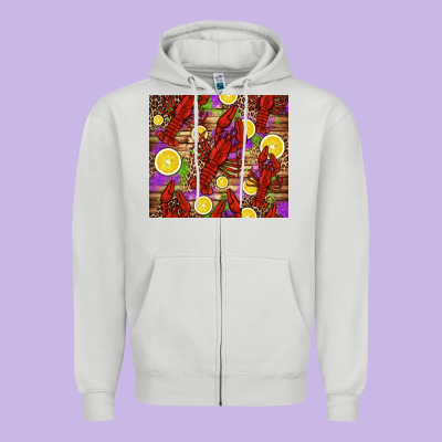 Mardi Gras Crawfish And Lemons Zipper Hoodie Designed By Jasminsmagicworld