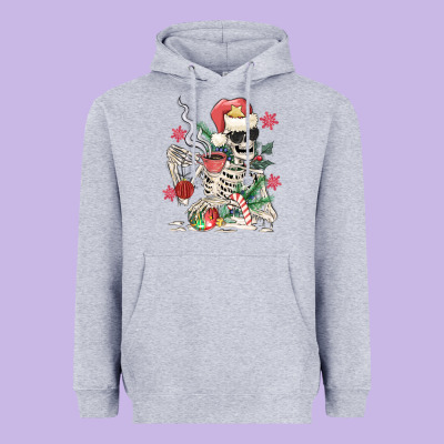 Skeleton Santa Heavyweight Hoodie Designed By Maliassmallbusiness