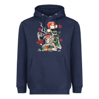 Navy skeleton santa Heavyweight Hoodie - MaliasSmallBusiness