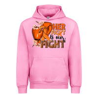 Fuchsia Pink Her fight is our fight Kidney Cancer orange ribbon Urban Hoodie - NancyCooperArtShop