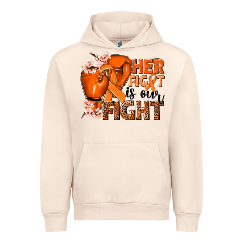 Her Fight Is Our Fight Kidney Cancer Orange Ribbon Urban Hoodie by NancyCooperArtShop | Teevron