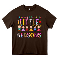 Chocolate Brown i love my job for all the little reasons Heavy Core Tee - Artiststas