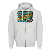Dove Grey western aztec sunflowers turquoise cowhide background Zipper Hoodie - BarkalooDesign