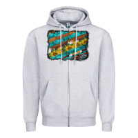 Heather Grey western aztec sunflowers turquoise cowhide background Zipper Hoodie - BarkalooDesign