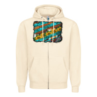 Sandshell western aztec sunflowers turquoise cowhide background Zipper Hoodie - BarkalooDesign