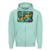 Seafoam western aztec sunflowers turquoise cowhide background Zipper Hoodie - BarkalooDesign