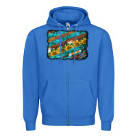 True Royal western aztec sunflowers turquoise cowhide background Zipper Hoodie - BarkalooDesign