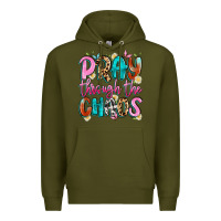 Army Green pray through the chaos Premium Hoodie - Artiststas