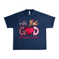 Navy with god all things are possible Urban Heavy Tee - OliviaCreatesArt