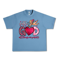 Pebble Blue with god all things are possible Urban Heavy Tee - OliviaCreatesArt