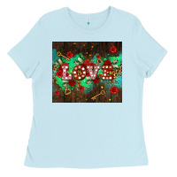 Baby Blue love  and leopard with keys Ladies Tee - AdoDesignShop