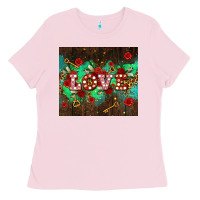 Bubblegum Pink love  and leopard with keys Ladies Tee - AdoDesignShop