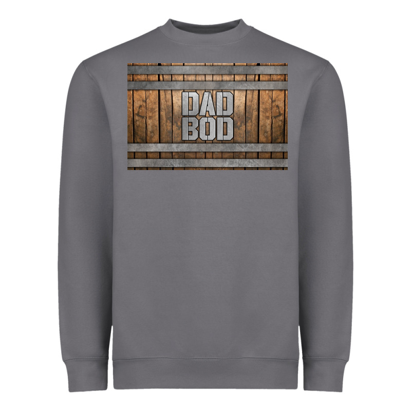 Dad Bod Whiskey Barrel Skinny Metal Can Holder Heavyweight Sweatshirt by HRA Design Shop | Teevron