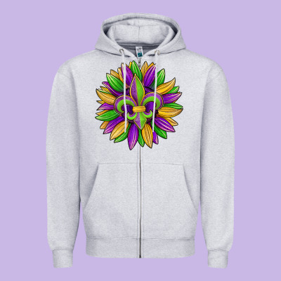 Mardi Gras Carnival Sunflower Zipper Hoodie Designed By Jasminsmagicworld