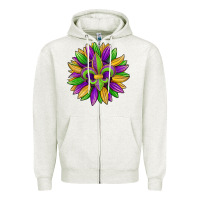 Oatmeal Heather mardi gras carnival sunflower Zipper Hoodie - Jasminsmagicworld