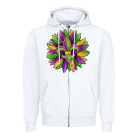 White mardi gras carnival sunflower Zipper Hoodie - Jasminsmagicworld