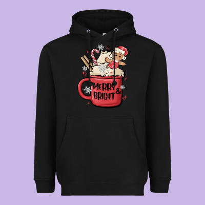 Merry And Bright Heavyweight Hoodie Designed By Maliassmallbusiness