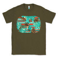 Army Green leopard turquoise glitter background Classic Tee - AdoDesignShop