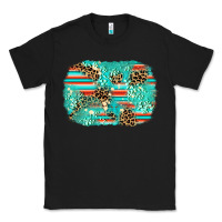 Black leopard turquoise glitter background Classic Tee - AdoDesignShop