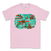 Bubblegum Pink leopard turquoise glitter background Classic Tee - AdoDesignShop