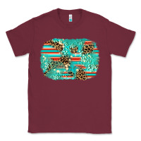 Burgundy leopard turquoise glitter background Classic Tee - AdoDesignShop