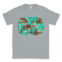 Heather Grey leopard turquoise glitter background Classic Tee - AdoDesignShop