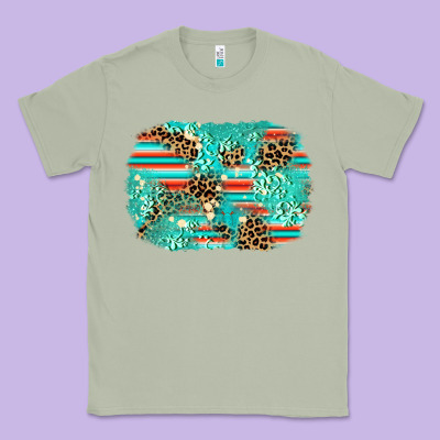 Leopard Turquoise Glitter Background Classic Tee Designed By Adodesignshop