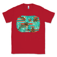 Red leopard turquoise glitter background Classic Tee - AdoDesignShop
