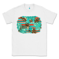 White leopard turquoise glitter background Classic Tee - AdoDesignShop