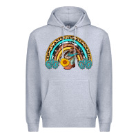 Heather Grey cowboy boots and hat rainbow Premium Hoodie - AdoDesignShop